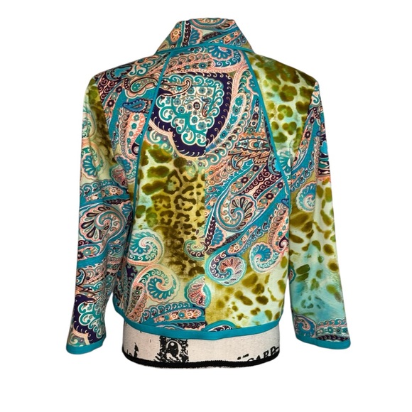 Harve Benard Bright Colorful Paisley Jacobean Leopard Lined Jacket Wm's 10 NWT - Picture 4 of 6